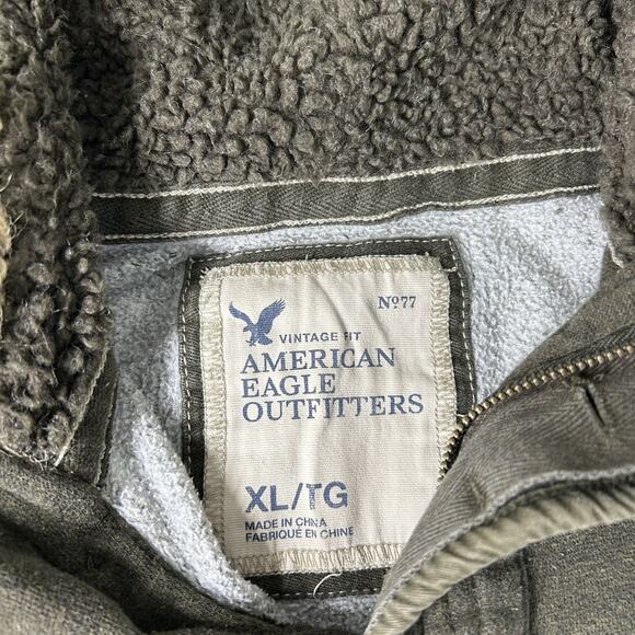 Vintage American Eagle Sweatshirt Mens XL Hooded Green Y2K Gorpcore - Picture 4 of 9